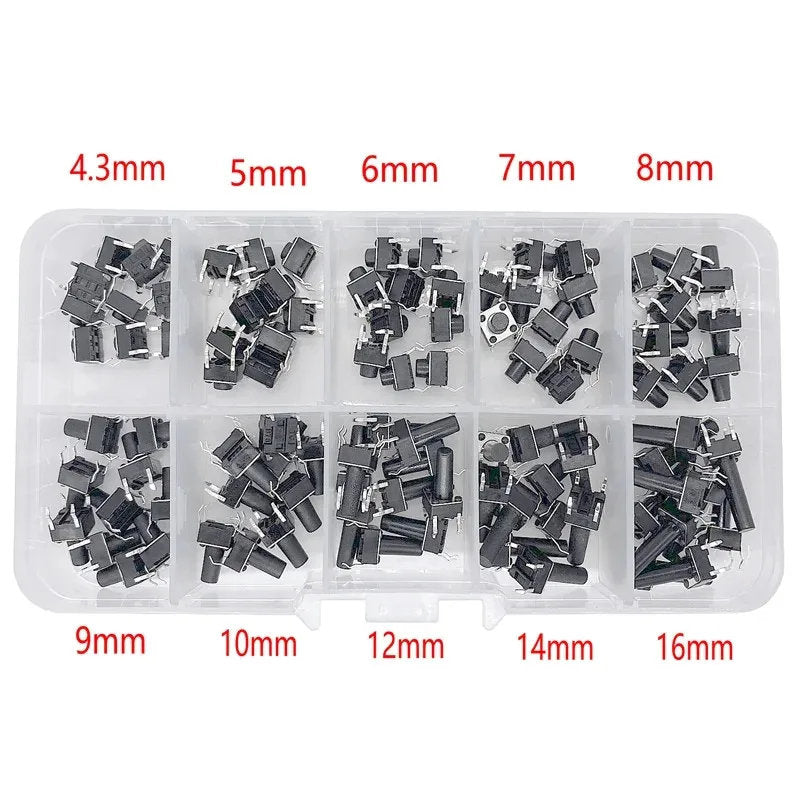 100pcs Push Button Switch Assortment