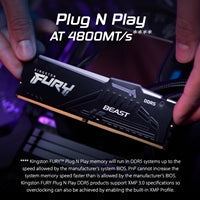 Kingston FURY Beast KF560C36BBE2AK2-32 32GB (2x 16GB) DIMM System Memory, 6000MHz, DDR5, CL36, Black, RGB, Intel XMP, AMD EXPO