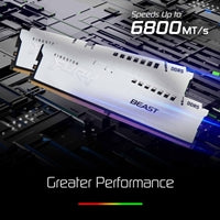 Kingston FURY Beast KF560C36BWE2-16 16GB (1x 16GB) DIMM System Memory, 6000MHz, DDR5, CL36, White, Intel XMP, AMD EXPO