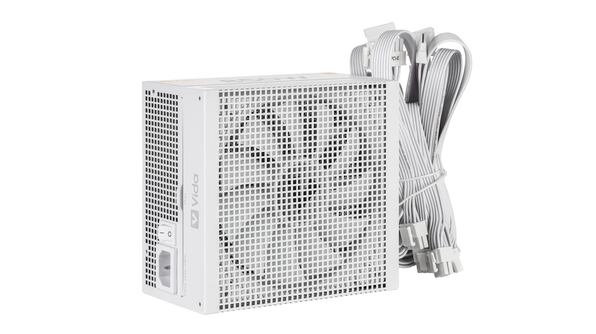 VIDA 850W Heracles White ATX 3.1 Gaming PSU, 80+ Bronze, 140mm Ultra-Quiet FDM Fan, Flat White Cables, PCIe 5.1, Power Lead Not Included power supply unit 24-pin ATX