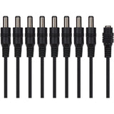 8 Way Power Splitter Cable DC 1x Female 8x Male 5.5 x 2.1mm Plug for CCTV - Black