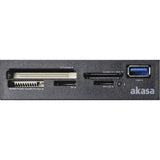 Akasa USB 3.0 Multi Card Reader, Supports CF/MS/SD/MicroSD UHS-II Cards, 3.5", Internal USB 3.0 Connector, Black, for PC