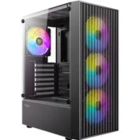 Antec AX27 RGB Elite Mid-Tower Gaming PC Case with Tempered Glass, Full Mesh Front Panel, 4 Pre-installed 120mm Fixed-RGB Fans, ATX/Micro-ATX/ITX Compatible, Black