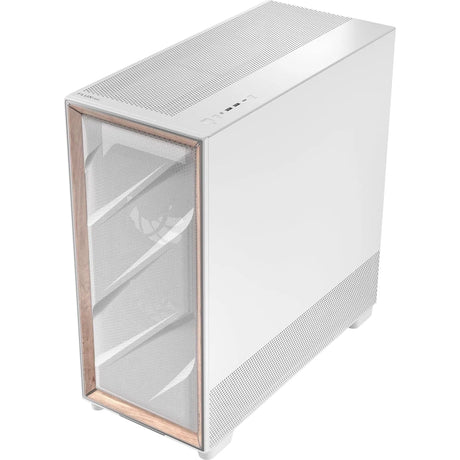 Antec Flux PRO Full Tower PC Case with Tempered Glass, White/Wood, 6 Pre-Installed Fans, USB Type-C, E-ATX/ATX/mATX/mITX Compatibility