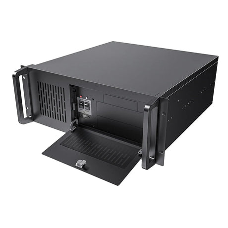 CiT 4U Rackmount Server Case 500mm, Heavy-Duty Industrial Chassis with Lockable Front Door, Supports ATX/mATX, 8x Internal HDD Bays for Massive Storage, Black