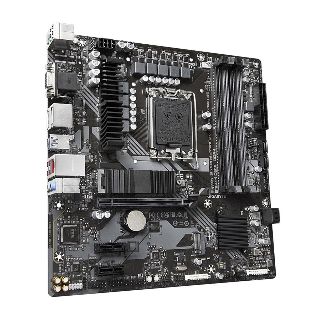 Gigabyte B760M DS3H DDR4 Ultra Durable Intel 1700 Socket Motherboard, Micro-ATX, 4x DDR4 Slots, 2x M.2 Sockets, 2.5GbE LAN, 1x D-Sub / 2x DisplayPorts / 1x HDMI Port