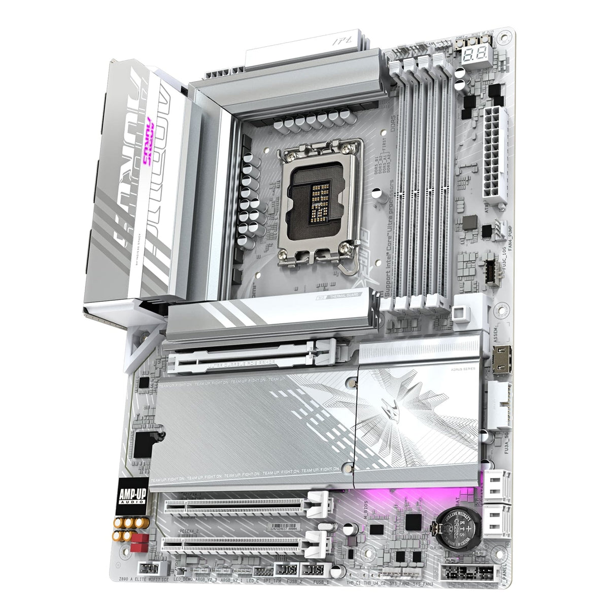 Gigabyte Z890 AORUS ELITE WIFI7 ICE Intel 1851 Socket Motherboard, ATX, 4x DDR5 Slots, 4x M.2 Sockets, Fitted I/O Shield, 2.5GbE LAN, Wi-Fi 7, 1x DisplayPort / 1x USB-C (USB4)