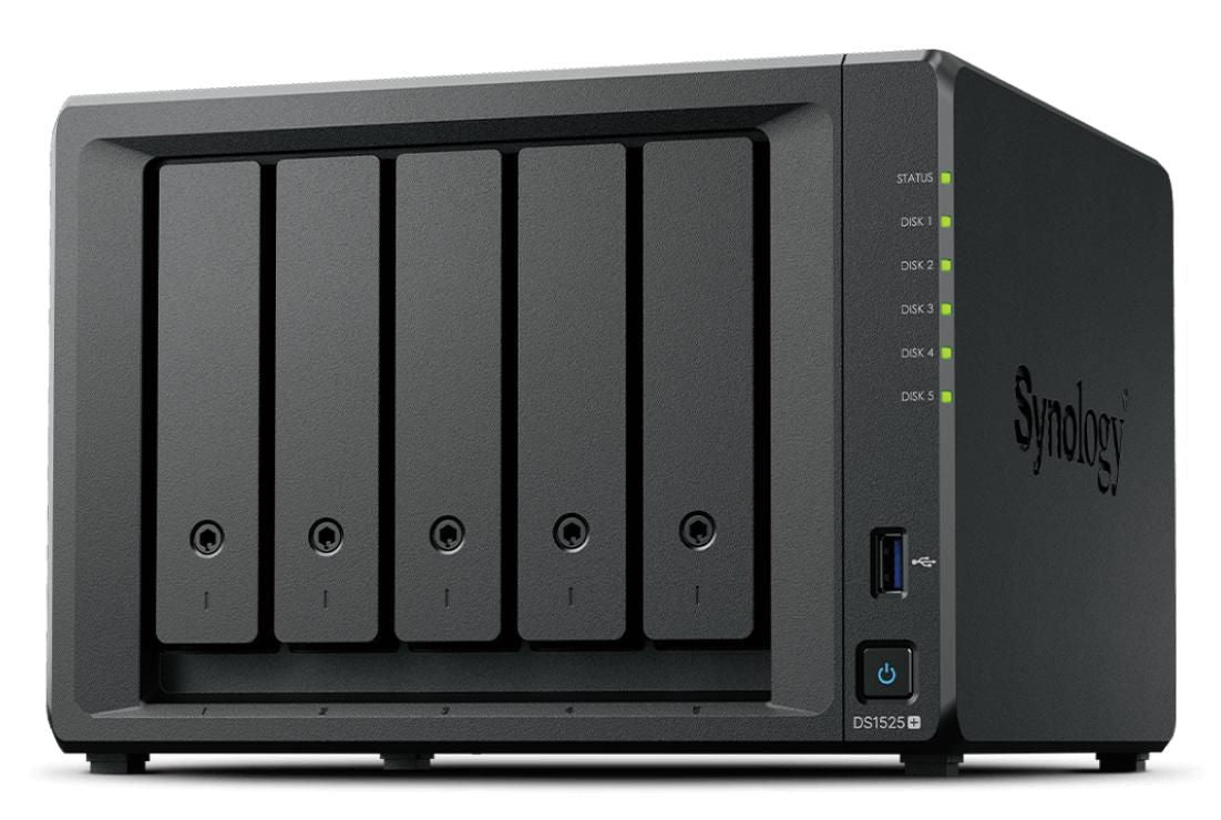 Synology Quad-core AMD Ryzen V1500B 2.2 GHz, 8 GB DDR4 ECC SODIMM (max 32Gb), 2x RJ-45, 2x USB 3.2, 1x PCIe Gen3 x2, 120W, 166 x 230 x 223 mm + Synology HAT5300 Enterprise HDD 80TB