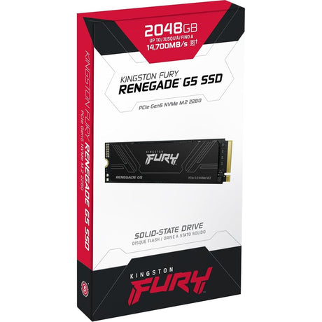 Kingston FURY Renegade (SFYR2S/2T0 ) 2TB NVMe SSD, M.2 Interface, PCIe 5.0 x4 NVMe, 2280, Up to 14,700MB/s read, 14,000MB/s write, Limited 5-year warranty with free technical support.