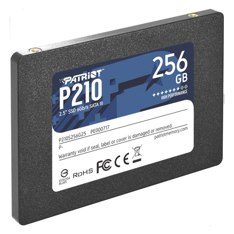 Patriot P210 (P210S256G25) 256GB 2.5 Inch SSD, Sata 3 Interface, Read 500MB/s, Write 400MB/s, 3 Year Warranty