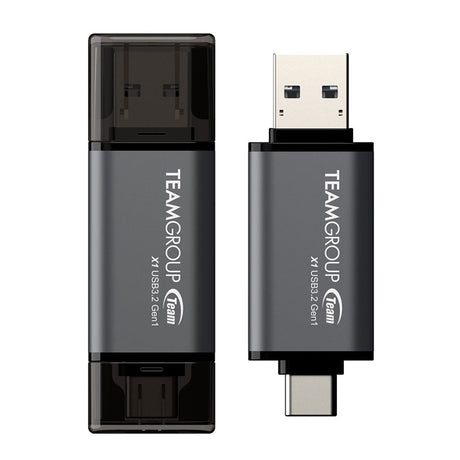 Team TX1364GC01 2 in 1 Dual OTG 64GB Flash Drive, X1 USB 3.2 Gen1, Type C & A, Plug and Play