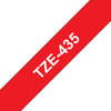 Brother TZE-435 label-making tape White on red