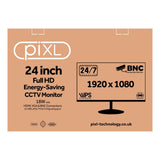 piXL 24-inch Full HD Energy Saving CCTV IPS Monitor for 24/7 use with BNC, HDMI & VGA Connections and CVBS, AHD, TVI & CVI Signal Support
